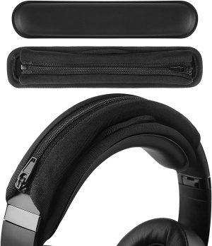 Geekria Hook and Loop Headband Cover + Headband Pad Set/Headband Protector with Zipper/Diy Installation No Tool Needed, Compatible with Bose Beats JBL ATH Hyperx Skullcandy Headphones (Black)