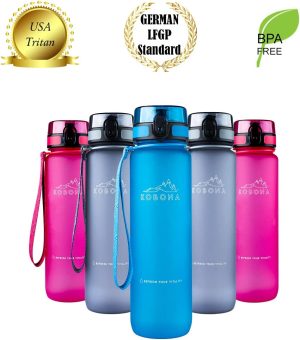 KOBONA 1L Motivational Water Bottle with Time Marking Hydration Tracking Reminder for Sports Fitness – Wide Mouth for Ice, Fruit Infuser, Leak Proof, Light-Weight BPA Free Tritan