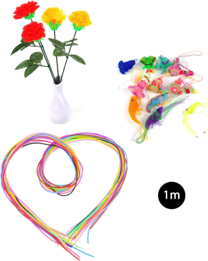 200Pcs Mixed-Color Plastic Lacing Cord with Snap Clip Hooks and Ring for DIY Making Basic Knots Pendants Crafts