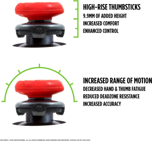 Kontrolfreek FPS Freek Inferno for Playstation 4 (PS4) and Playstation 5 (PS5) | Performance Thumbsticks | 2 High-Rise Concave | Red