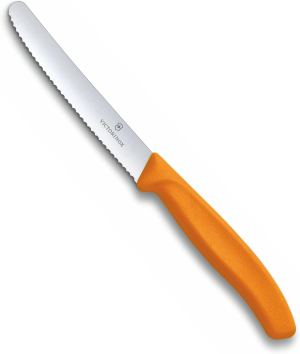 Victorinox Wavy Edge Steak & Tomato Knife, round Tip, Orange, 6.7836.L119