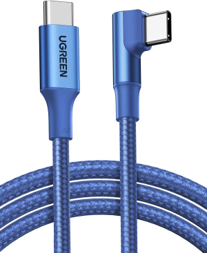 UGREEN USB C to USB C Cable Right Angle, 100W Type C PD Charging Cord for Iphone 15 Pro Max, Macbook Pro, Ipad Pro 2022, Matebook, Chromebook, Pixel 7, Samsung S23 S22, Dell XPS, Switch (2M, Blue)