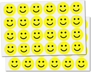 1″ Yellow Happy Smiley Face Stickers – 50 Sheets, Pack of 1200