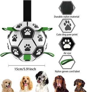 Dog Ball Dog Soccer Ball with Grab Tabs Interactive Dog Toys Herding Ball for Dogs Rubber Ball Dog Balls for Small & Medium Dogs Jolly Balls for Dogs