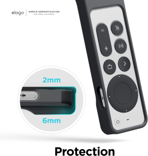 Elago R1 Case Compatible with Apple TV 4K Siri Remote 3Rd Generation(2022) and 2Nd Generation(2021)-Magnet Technology, Lanyard Included, Heavy Shock Absorption, Drop Protection (Black)