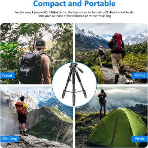 Neewer Portable Aluminum Alloy Camera 2-In-1 Tripod Monopod Max. 70″/177 Cm with 3-Way Swivel Pan Head and Carrying Bag for DSLR,DV Video Camcorder