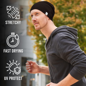 CHARM Mens Running Sports Beanie – Gym Caps Sweat Wicking Bike Hat Helmet Liner