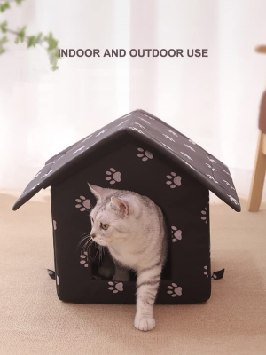 Squishy Dot Outdoor Cat House, Outdoor/Indoor Weatherproof Cat Houses, Waterproof Outdoor Cat Cave – a Safe Pet House and Kitty Shelter for Your Cat to Stay Warm & Dry, for Cats<6Kg, Medium