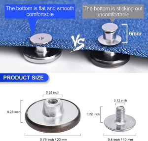 Manzella 12 Sets Adjustable Buttons for Jeans, 17Mm No Sew Instant Metal Buttons, Removable Jean Buttons Replacement Repair Kit with Threads Rivets and Screwdriver