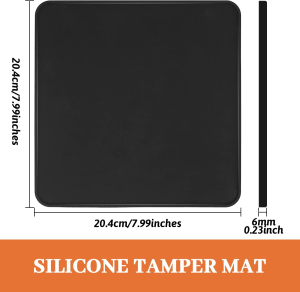 Coffee Tamper Mat Coffee Maker Mat Flat Silicone Tamping Pad Tamp Station Espresso Coaster Black Mat for Portafilter Barista Espresso Machine Accessories (8 X 8 Inches)