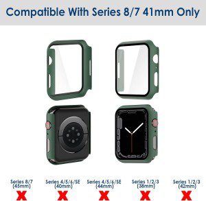 Simpeak 4-Colors Slim Hard Screen Protector Case Compatible with Apple Watch Series 9 8 7 41Mm, HD Clear, Full Protection Bumper Case Compatible with Iwatch 9 8 7, Green, Navy, Black, Clear (41Mm)