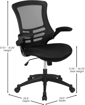 Flash Furniture Mid-Back Black Mesh Swivel Ergonomic Task Office Chair with Flip-Up Arms