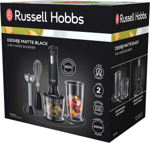 Russell Hobbs RHSM5BLK, Desire Hand Blender, Dishwasher Safe and Detachable Parts, 2 Speeds and Pulse, Multi-Functional, Matte Black