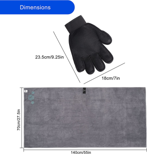 ZOLIVIE Microfiber Pet Towel and Pet Grooming Gloves-Ultra Absorbent and Quick Drying Dog Towels-Dog Cat Brush-Pet Hair Fur Remover-For Small, Medium, Large Dogs and Cats-Machine Washable