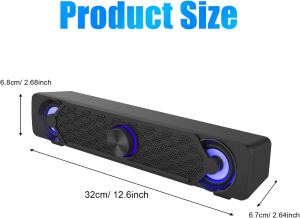 Computer Speakers,Smalody PC Speaker Mini Led Soundbar Cool Design Perfect for Monitor Gaming Laptop Desktop Notebook