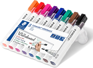 Staedtler Lumocolor Whiteboard 351 Bullet Tip Marker, Assorted (Pack of 8)