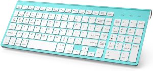 Wireless Keyboard Bluetooth, Bluetooth Keyboard with Number Pad, J JOYACCESS Dual Mode Slim Keyboard Connects up to 3 Devices for Imac/Mac,Macbook, Ipad,Laptop,Android,Windows-Pink