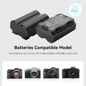 Smallrig NP-W235 Replacement X-T5 Camera Batteries (2 Pack) & LCD Display Charger Set, Rechargeable Battery for Fujifilm GFX 50S II, GFX 100S, for Fujifilm X-T4, VG-XT4, X-H2S, X-T5-3822