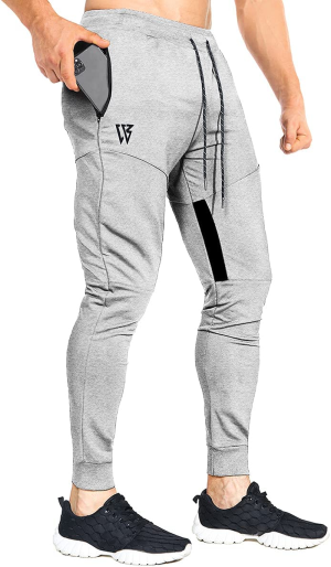 ZENWILL Mens Tapered Gym Joggers, Fitness Pants Casual Workout Track Pants with Zip Pockets