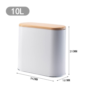 Slim Plastic Trash Can with Lid, 10 Liter Double Barrel Wastebasket, Rectangular Garbage Container Bin for Bathroom, Bedroom, Kitchen, Office