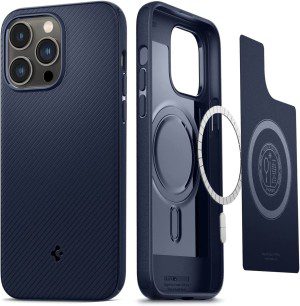 SPIGEN Mag Armor (Magfit) Case Designed for Apple Iphone 14 Pro Max (2022)[6.7-Inch] Mag Safe Compatible Magnetic Ring Cover – Navy Blue