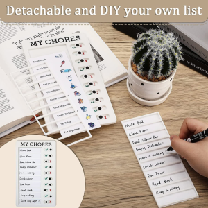 Taicols My Chores Checklist, Rv Checklist, RV Memo Portable My Chores Chart Board with Slider Reusable Checklist Reminder for Planning, Daily Schedule for Kids, Portable Detachable Message Board