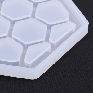 2PCS Bee Honeycomb Resin Coaster Moulds Cup Mat Silicone Casting Mould Hexagon Hollow Mould for Resin Polymer Clay Plaster Wax Craft Making Supplies