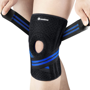 CAMBIVO Knee Brace for Knee Pain with Side Stabilizers for Women and Men, Adjustable Compression Knee Support with Patella Gel Pads, Relief Meniscus Tear, ACL, MCL, Arthritis, Joint Pain, Injury Recovery (Blue, Medium)