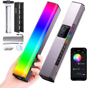 NEEWER RGB LED Video Light Stick, Touch Bar & APP Control, Magnetic Handheld Photography Light, Dimmable 3200K~5600K CRI98+ Full Color LED Light with 6400Mah Battery, 17 Scenes, RGB1 (Rose Gold)