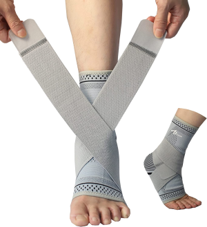 JUPITER Foot Sleeve (Pair) with Compression Wrap, Ankle Brace for Arch, Ankle Support, Football, Basketball, Volleyball, Running, for Sprained Foot, Tendonitis, Plantar Fasciitis