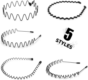 UTSAUTO 5PCS Metal Hair Bands Unisex Wavy Hairhoop