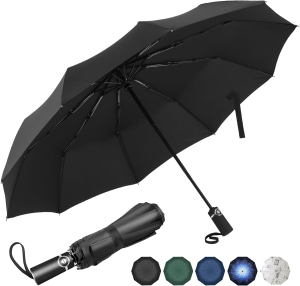 Sheyuinch Travel Umbrella Windproof- Automatic Open Close Folding Umbrella, Compact and Lightweight Rain Umbrellas with 10 Strong Ribs