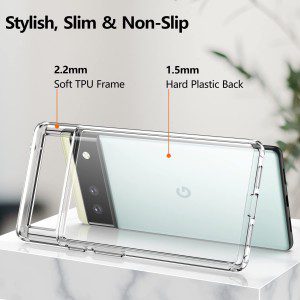 T Tersely Clear Case Cover for Google Pixel 6 (6.4 Inch), Hard Back Slim Fit Shockproof Crystal TPU Bumper Protective Case Cover for Google Pixel 6