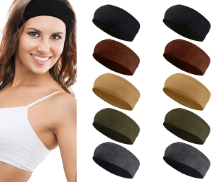 Styla Hair 10 Pack Yoga Headbands – Elastic Cotton Multi-Function Sports Head Bands Stretchy Wraps