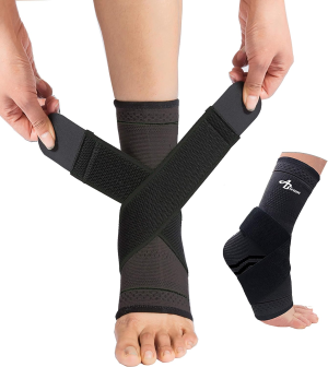 JUPITER Foot Sleeve (Pair) with Compression Wrap, Ankle Brace for Arch, Ankle Support, Football, Basketball, Volleyball, Running, for Sprained Foot, Tendonitis, Plantar Fasciitis