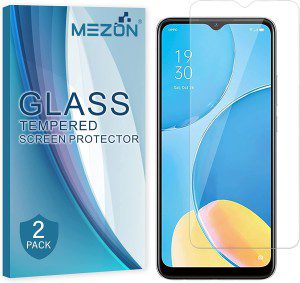 [2 Pack] MEZON Tempered Glass for OPPO A16S – 9H HD Crystal Clear Premium Screen Protector – Case Friendly, Shock Absorption (OPPO A16S, 9H HD)