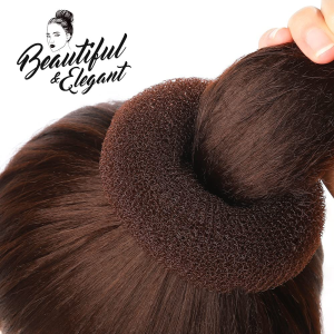 Donut Hair Bun Maker 7 Pieces, Teenitor Ring Style Bun Maker Set with (1 Extra-Large, 2 Large, 2 Medium and 2 Small), 5 Pieces Hair Elastic Bands, 20 Pieces Hair Pins, Dark Brown