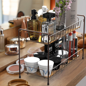 Simplehouseware Countertop Spice Rack 2-Tier Kitchen Spice Organizer Storage Shelves, Bronze