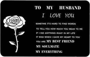 HAMYUTA to My Wife Card Gifts from Husband Stainless Steel Engraved Wallet Card I Love You Gifts for Wife Anniversary Valentines Day Card for Her Birthday Christmas Presents from Husband (Wife)