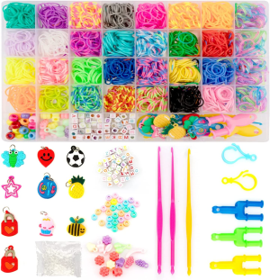 2500+ Loom Bands Kit, 30 Colors Premium Rubber Band Bracelet Kit for Kids Weaving DIY Crafting Gift with Colorful Accessories Best Gifts for Girls & Boys