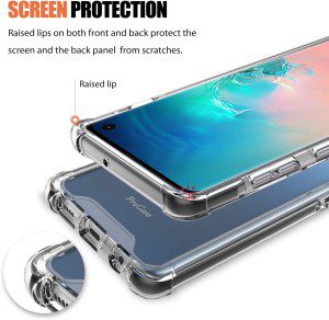 Procase Galaxy S10 Case, Slim Hybrid Crystal Clear TPU Bumper Cushion Cover with Reinforced Corners, Transparent Scratch Resistant Rugged Cover Protective Case for Samsung Galaxy S10 2019 –Black Frame