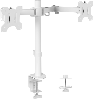 VIVO Dual Monitor Desk Mount, Heavy Duty Fully Adjustable Stand, Fits 2 LCD LED Screens up to 30 Inches, White, STAND-V002W