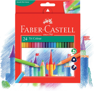 Faber-Castell Vibrant Tri Colour Pencils, Assorted – Pack of 24, (16-115855)