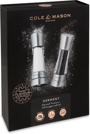 Cole & Mason Derwent Salt and Pepper Mill Gift Set, Clear/Silver