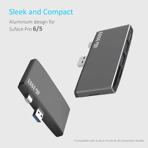 Surface Pro USB 3.0 Mini DP Hub Adapter, Mbeat Edge Pro P78 6-In-1 Multifunction USB 3.0 Hub Adapter with Mini Display Port, Surface Pro Extender, Features 4K HDMI Output, 2 Port USB 3.0 Hub, SD and Micro SD TF Card Reader, Space Grey Aluminium Design (Compatible with MS Surface Pro 4/5/6)