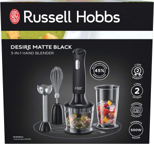 Russell Hobbs RHSM5BLK, Desire Hand Blender, Dishwasher Safe and Detachable Parts, 2 Speeds and Pulse, Multi-Functional, Matte Black