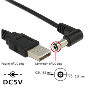 CY USB 2.0 Type a Male to 5.5 X 2.5Mm DC 5V Power Plug Barrel Connector Charge Cable 80Cm