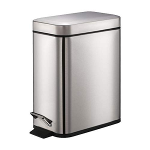 Smartbin 5L 5 Liter Stainless Steel Kitchen Trash Bin with Lid Bathroom Waste Paper Bin Toilet Bin Pedal Dust Bin Garbage Can Waste Office H29*W14*D23Cm Recycle Bin Inner Bucket Rectangular Brushed