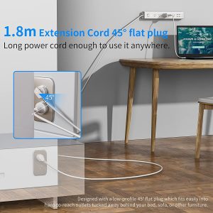 HEYMIX Powerboard with USB, Power Strip USB Surge Protector, 4-USB Port Power Board (Max3.4A), Mountable Power Board 5-Outlet, Power Extention Cord 710-Joule Surge Protector, USB Power Strip Switch