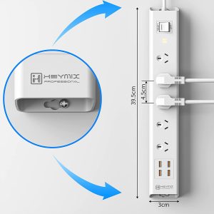 HEYMIX Powerboard with USB, Power Strip USB Surge Protector, 4-USB Port Power Board (Max3.4A), Mountable Power Board 5-Outlet, Power Extention Cord 710-Joule Surge Protector, USB Power Strip Switch